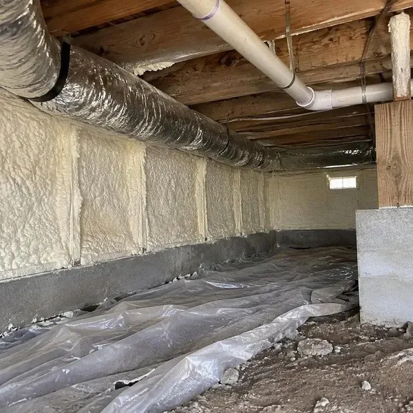 Low crawl space prepared for spray foam insulation