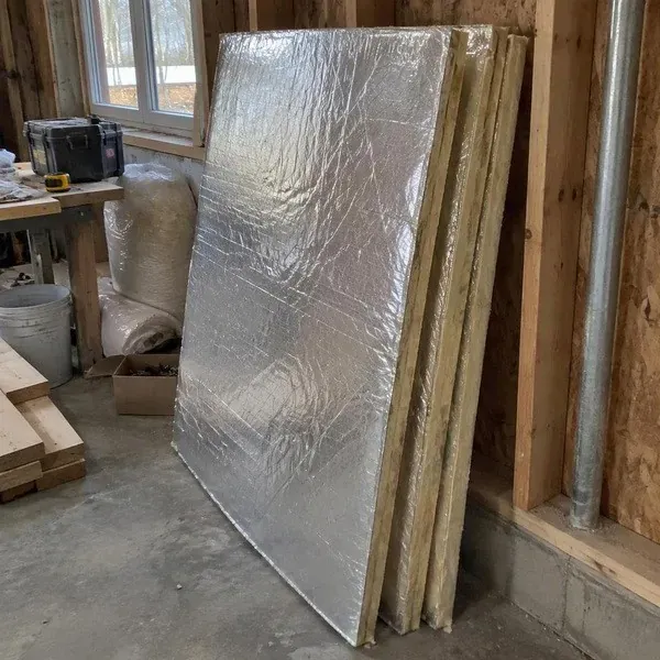 Foil faced fiberglass sheet insulation ready to install