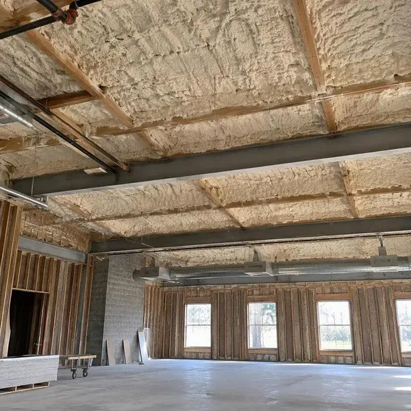 Thermal acoustic spray coating above a multipurpose room
