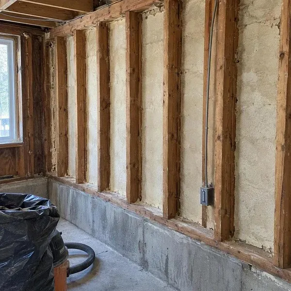 Wall cavities cleaned out after urea formaldehyde foam insulation removal