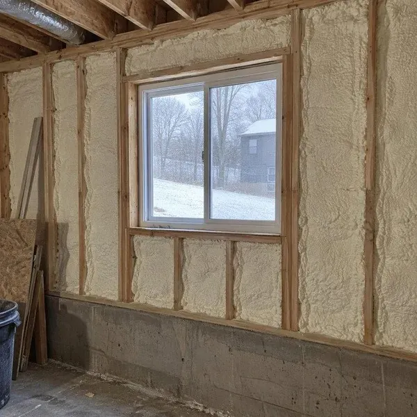 Spray foam wall insulation around a residential window frame